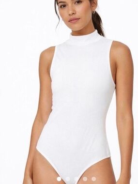 a new day Sleeveless Mock Neck White Bodysuit